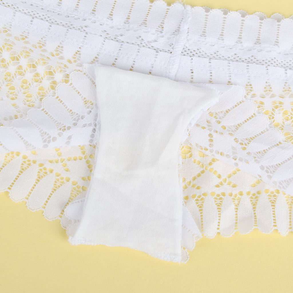 White Feather Lace Panty – Nylon Lace with Cotton Lining - TeaseFashion