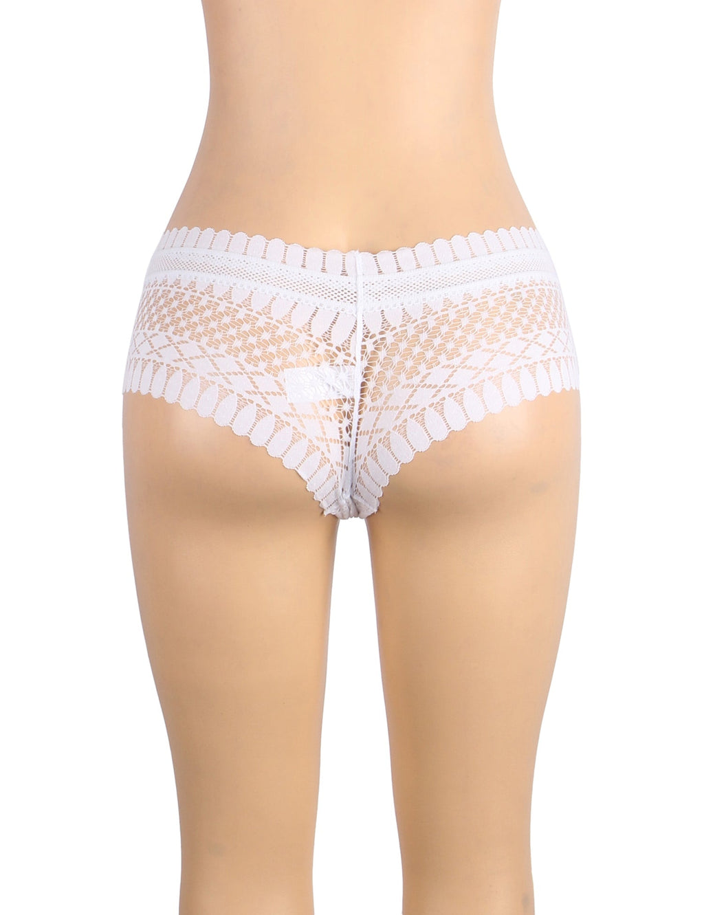 White Feather Lace Panty – Nylon Lace with Cotton Lining - TeaseFashion