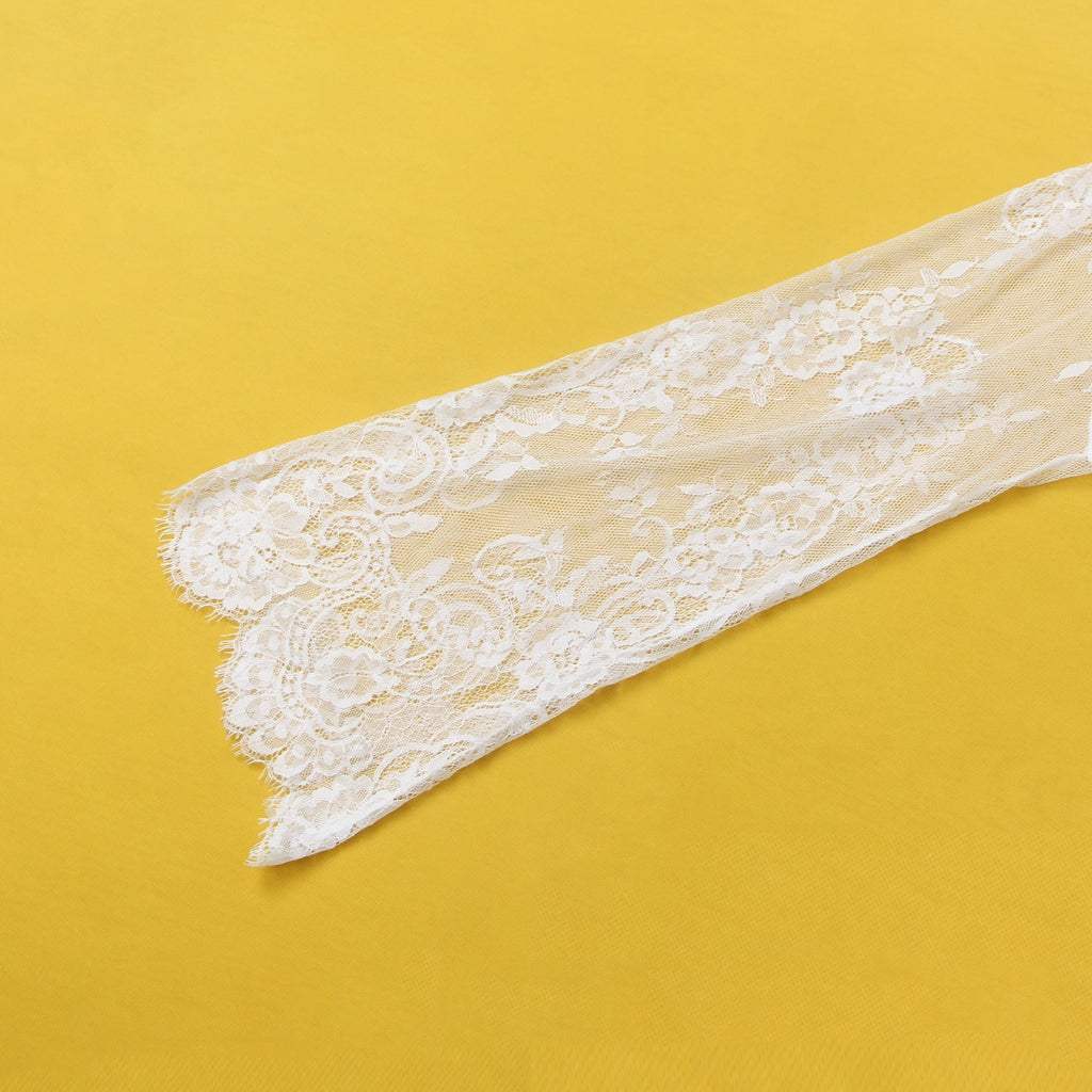 White Floral Lace Mesh Robe – Satin Placket, Eyelash Lace Cuffs & Silk Belt - TeaseFashion