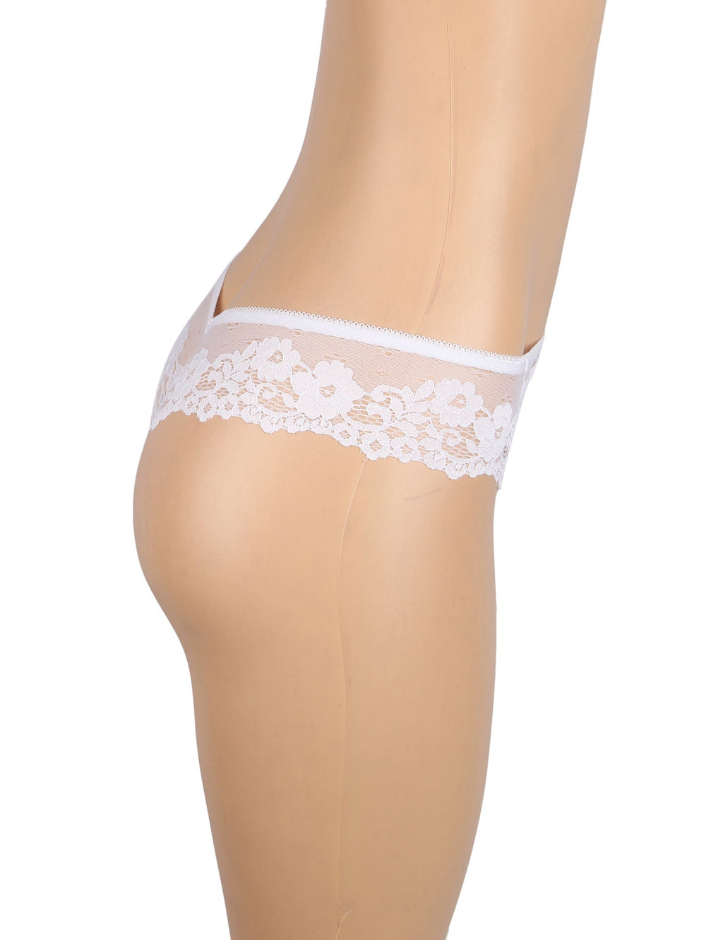 White Floral Lace Panty with Cotton Lining - TeaseFashion
