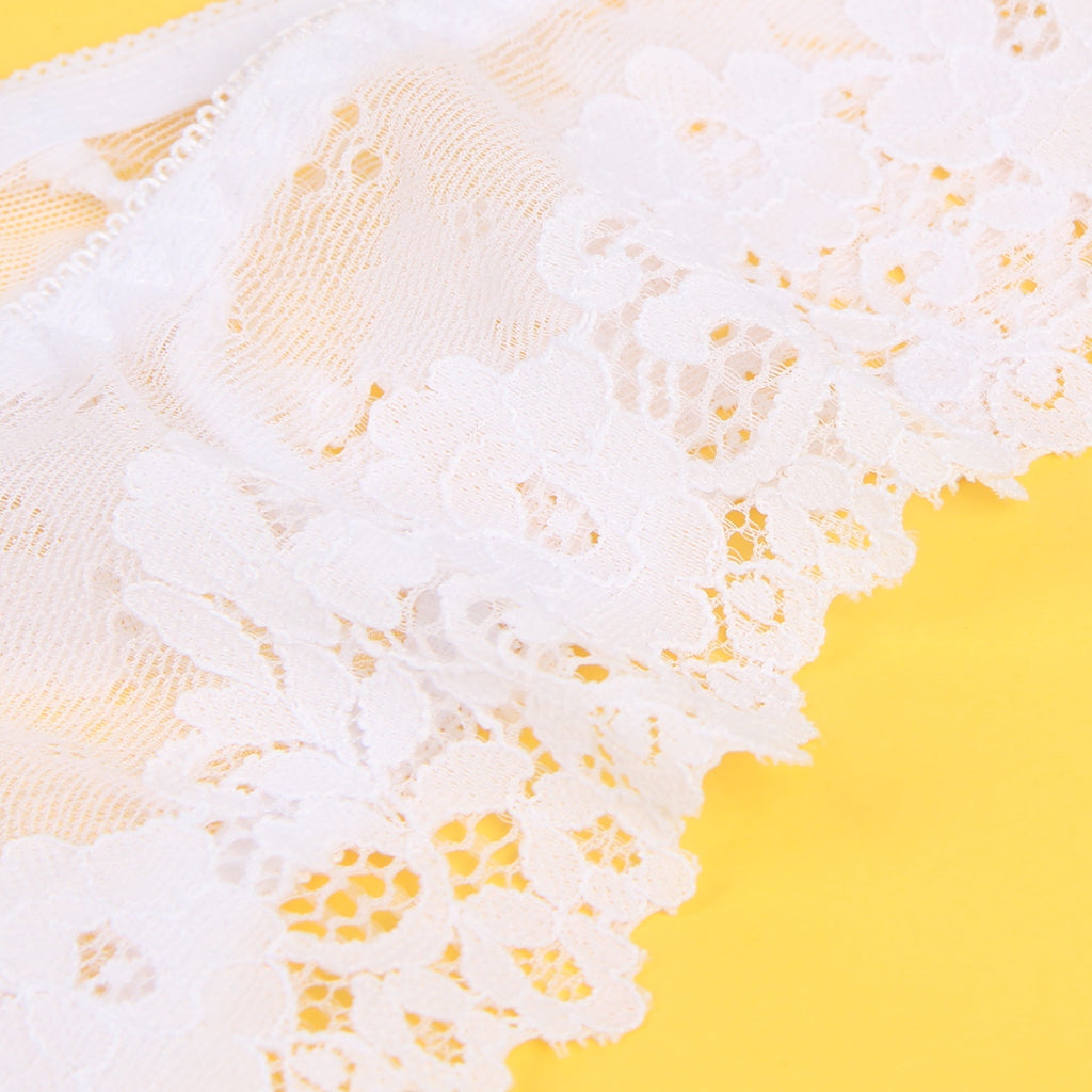 White Floral Lace Panty with Cotton Lining - TeaseFashion
