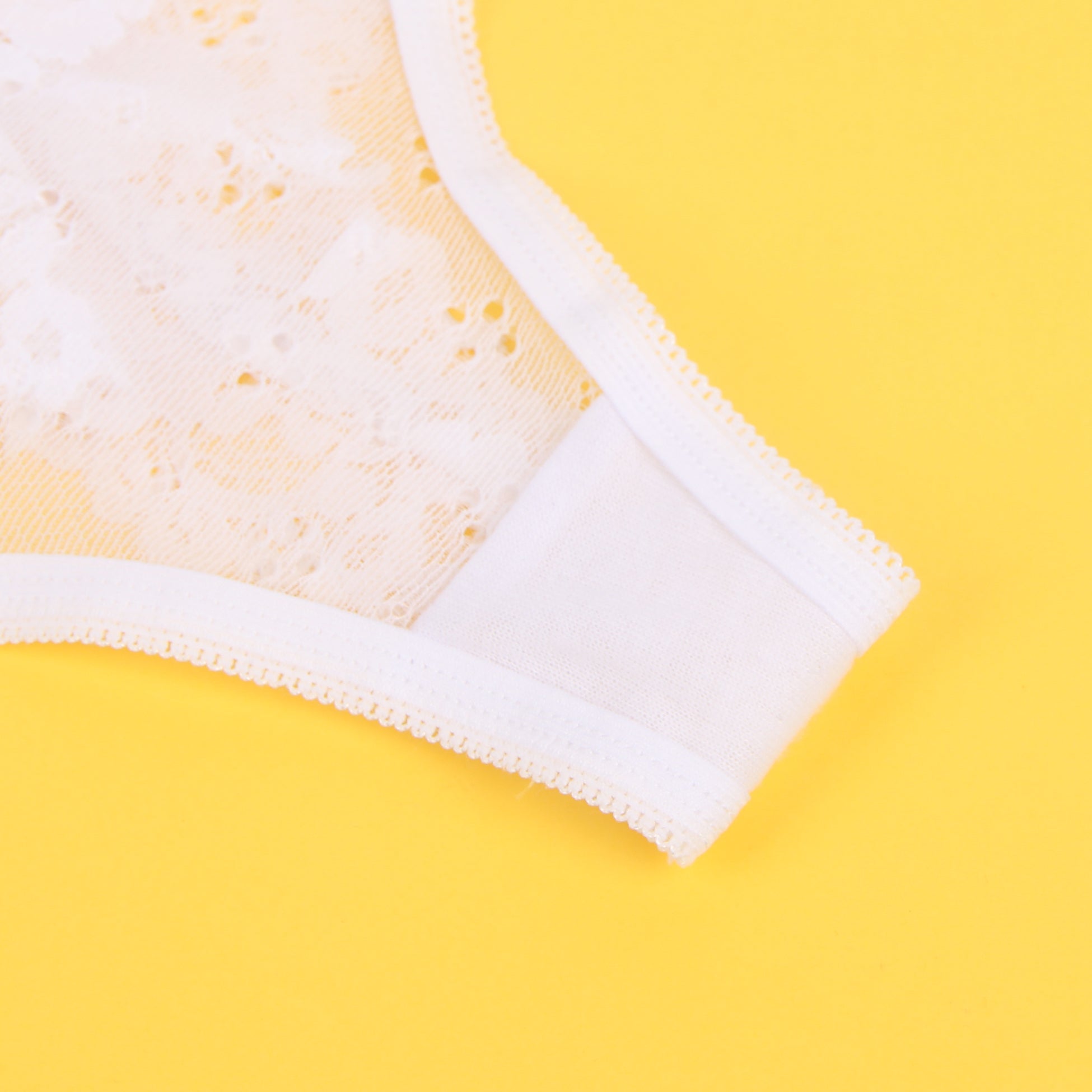 White Floral Lace Panty with Cotton Lining - TeaseFashion