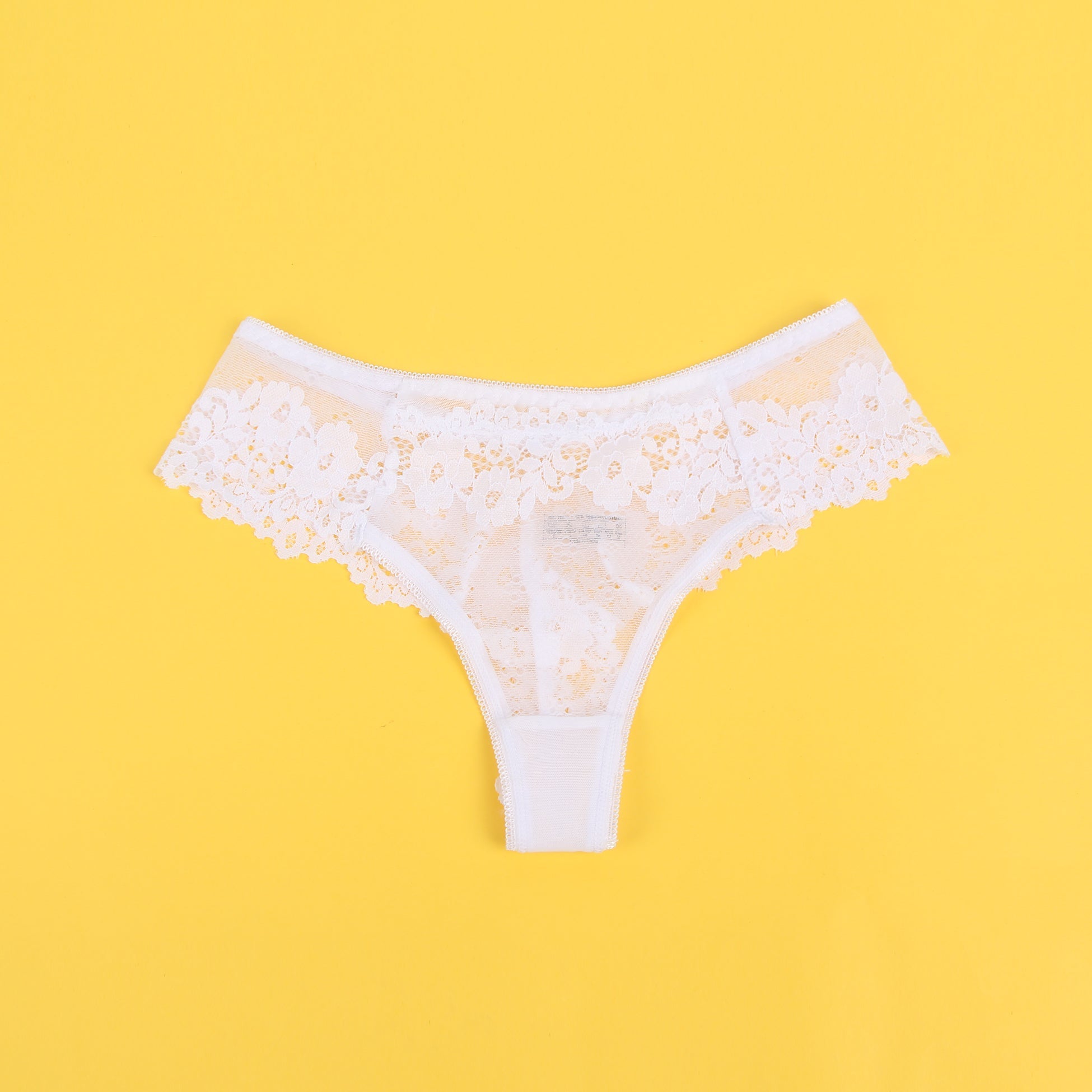 White Floral Lace Panty with Cotton Lining - TeaseFashion
