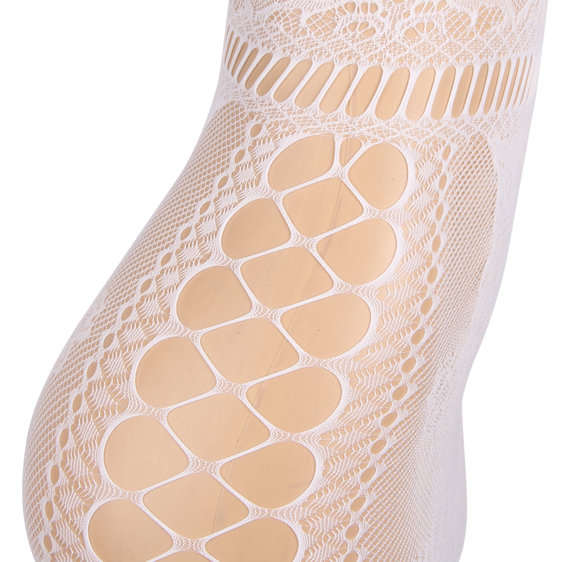 White Glow - in - the - Dark Butterfly Jacquard Hollow - Out Bodysuit Dress - TeaseFashion