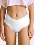 White Ice Silk High - Waist Seamless Thong – Trimmable Leg Opening - TeaseFashion