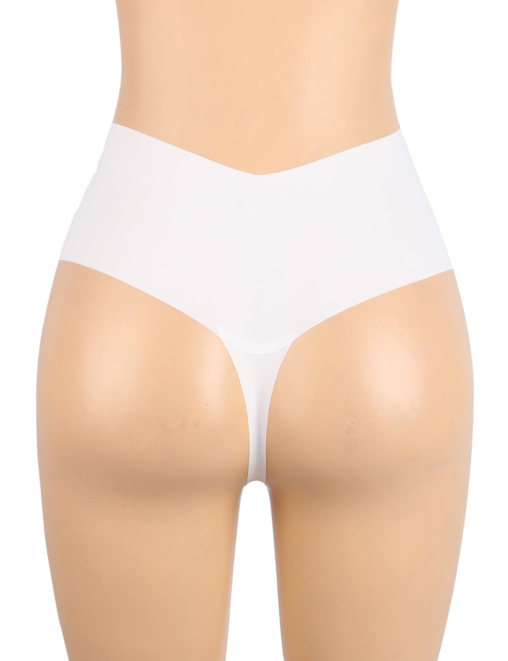 White Ice Silk High - Waist Seamless Thong – Trimmable Leg Opening - TeaseFashion