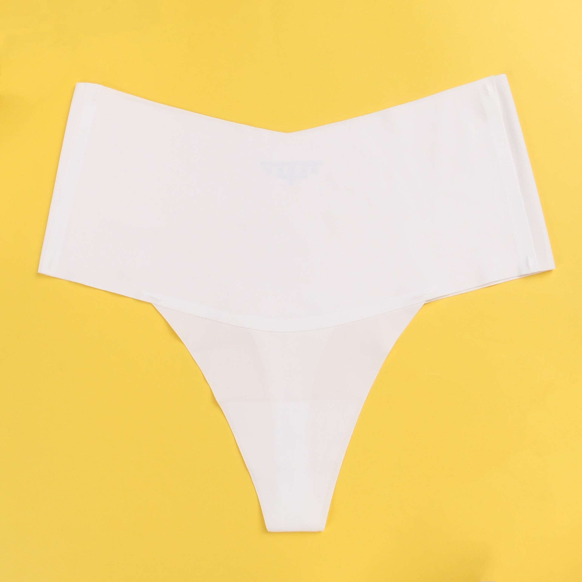 White Ice Silk High - Waist Seamless Thong – Trimmable Leg Opening - TeaseFashion