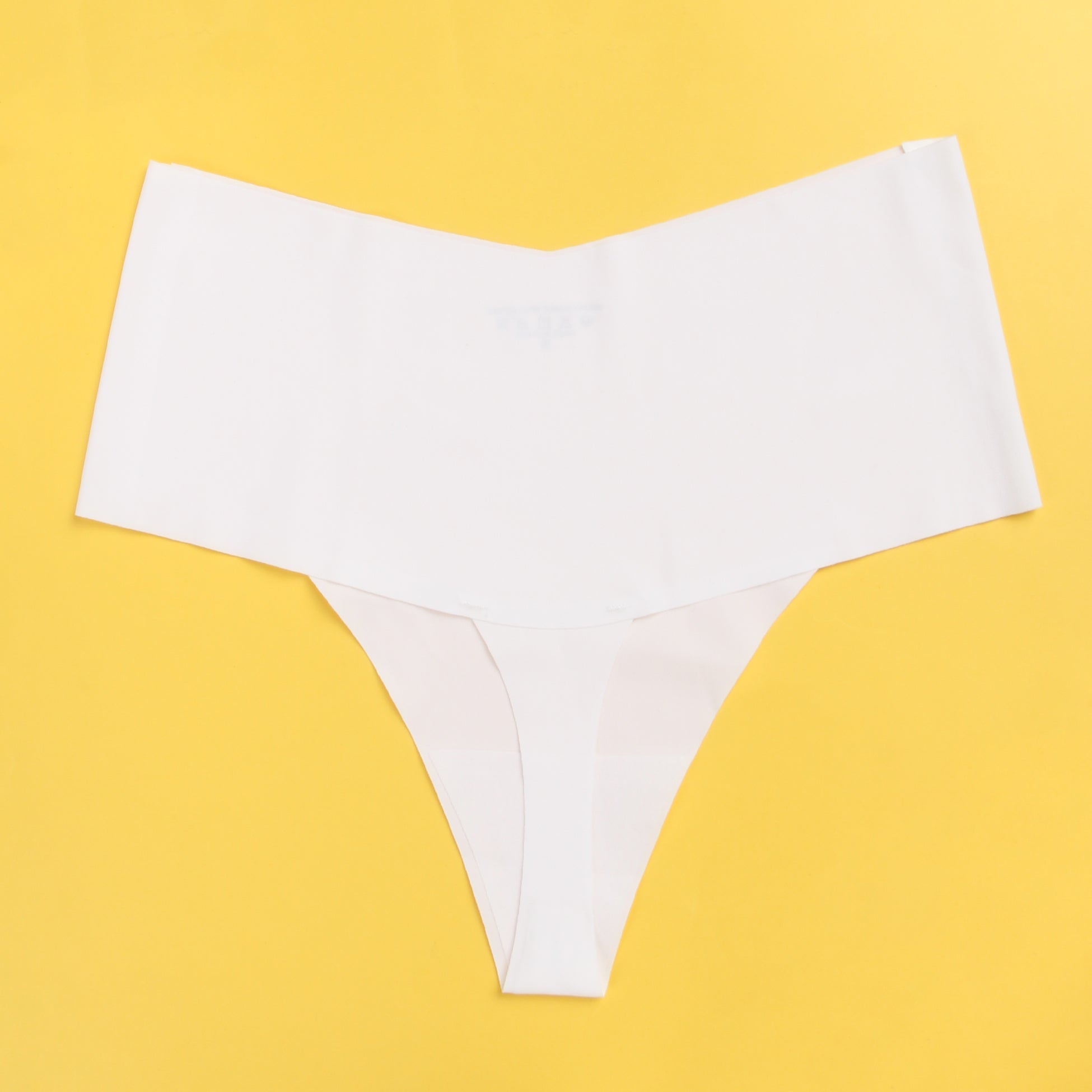 White Ice Silk High - Waist Seamless Thong – Trimmable Leg Opening - TeaseFashion