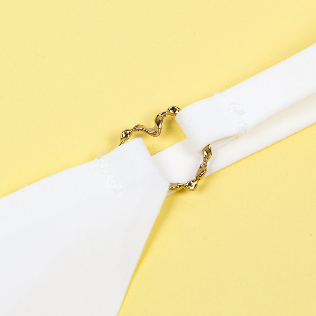 White Ice Silk Seamless Thong – Heart - Shaped Button Waistband Detail - TeaseFashion