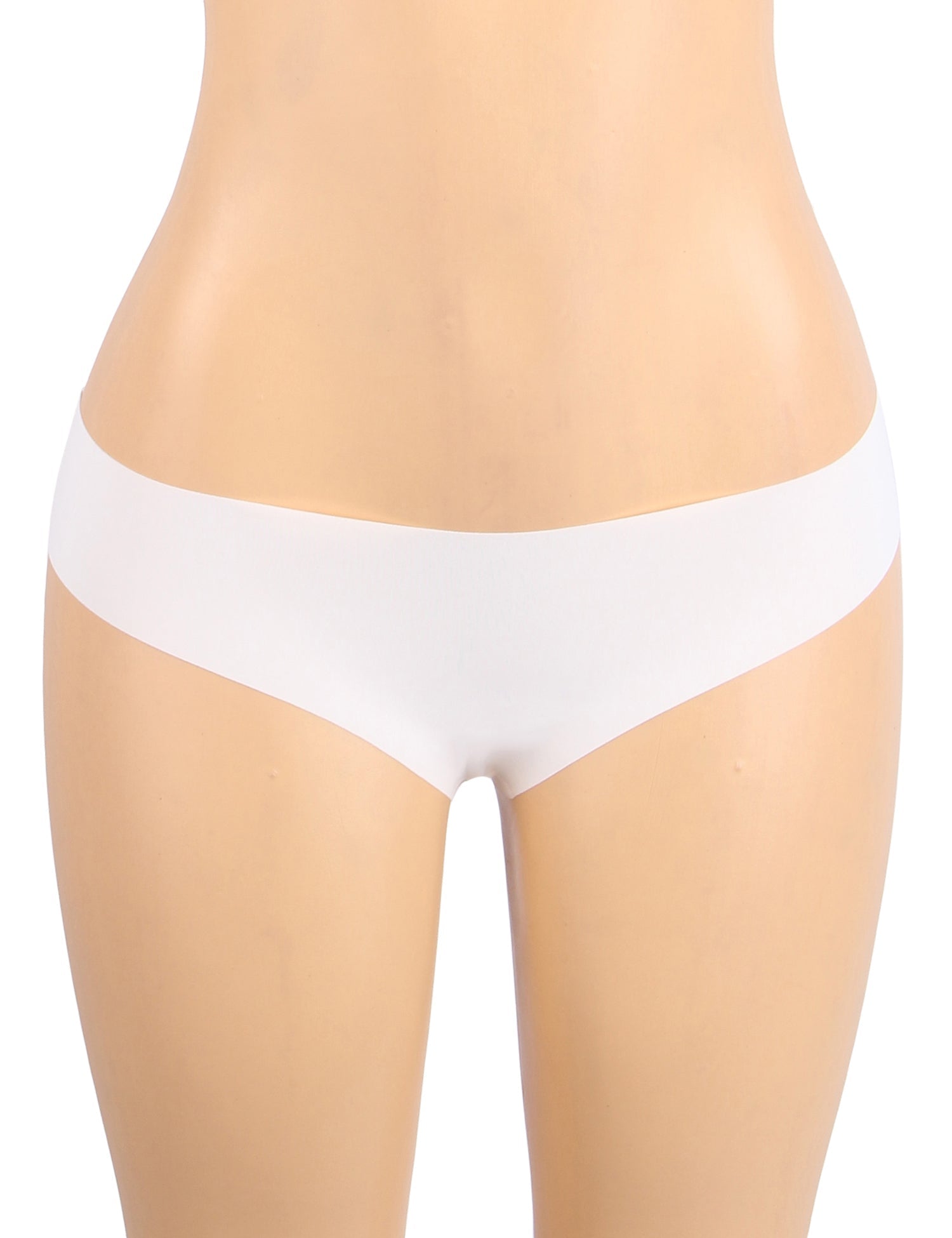 White Ice Silk Seamless Thong – Wavy Lace Hip Detail & Trimmable Leg Opening - TeaseFashion