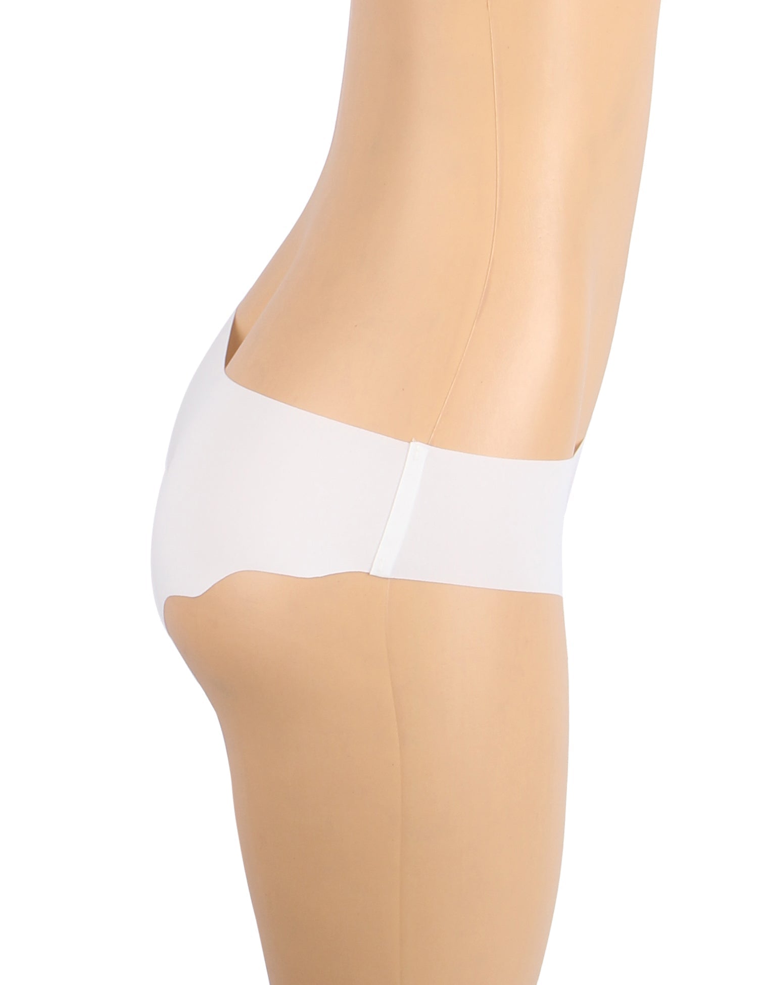 White Ice Silk Seamless Thong – Wavy Lace Hip Detail & Trimmable Leg Opening - TeaseFashion