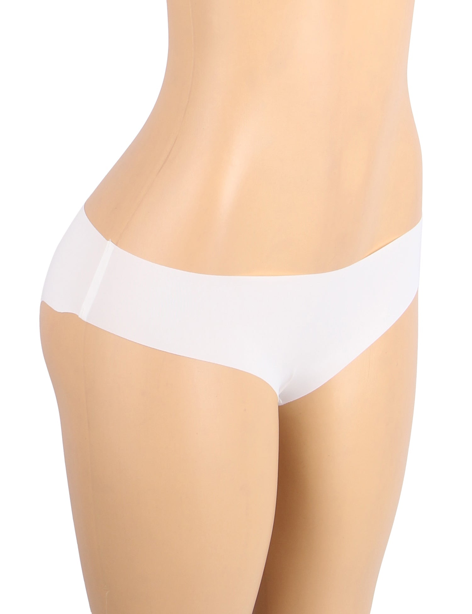 White Ice Silk Seamless Thong – Wavy Lace Hip Detail & Trimmable Leg Opening - TeaseFashion