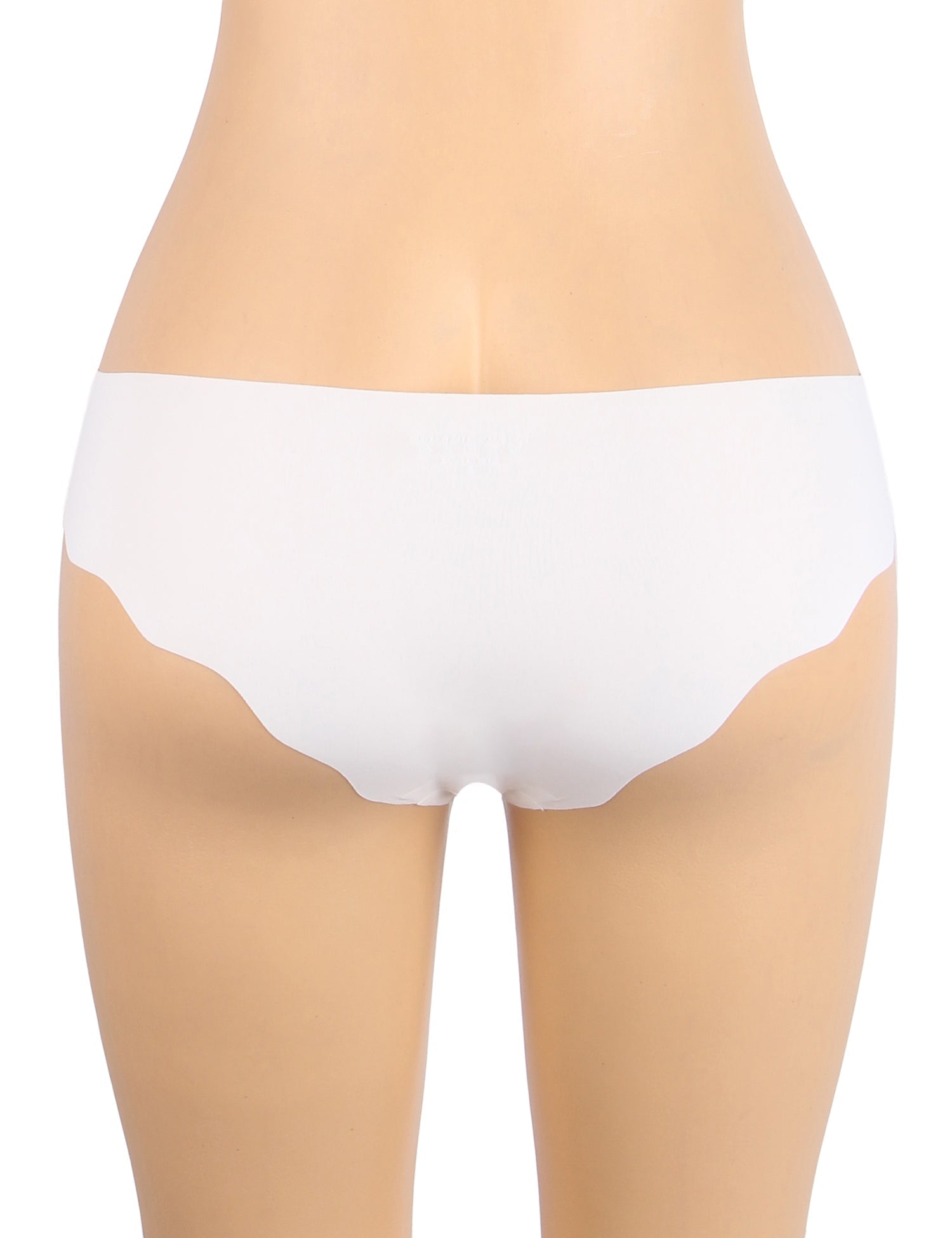 White Ice Silk Seamless Thong – Wavy Lace Hip Detail & Trimmable Leg Opening - TeaseFashion