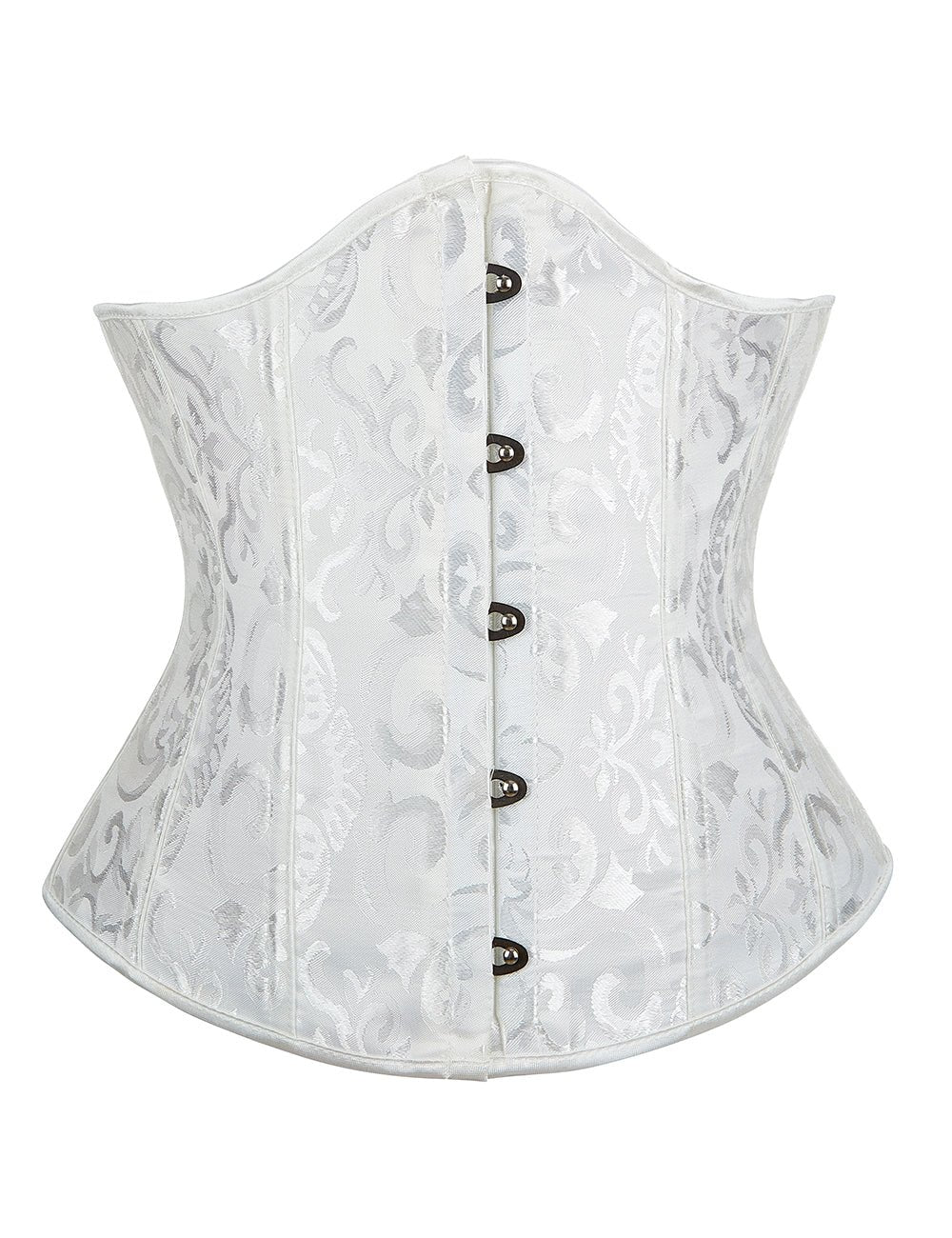 White Jacquard Strapless Corset with Lace & 14 Bones - TeaseFashion