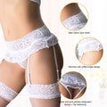 White Lace Garter Panty with Ruffled Hemline & Adjustable Straps - TeaseFashion