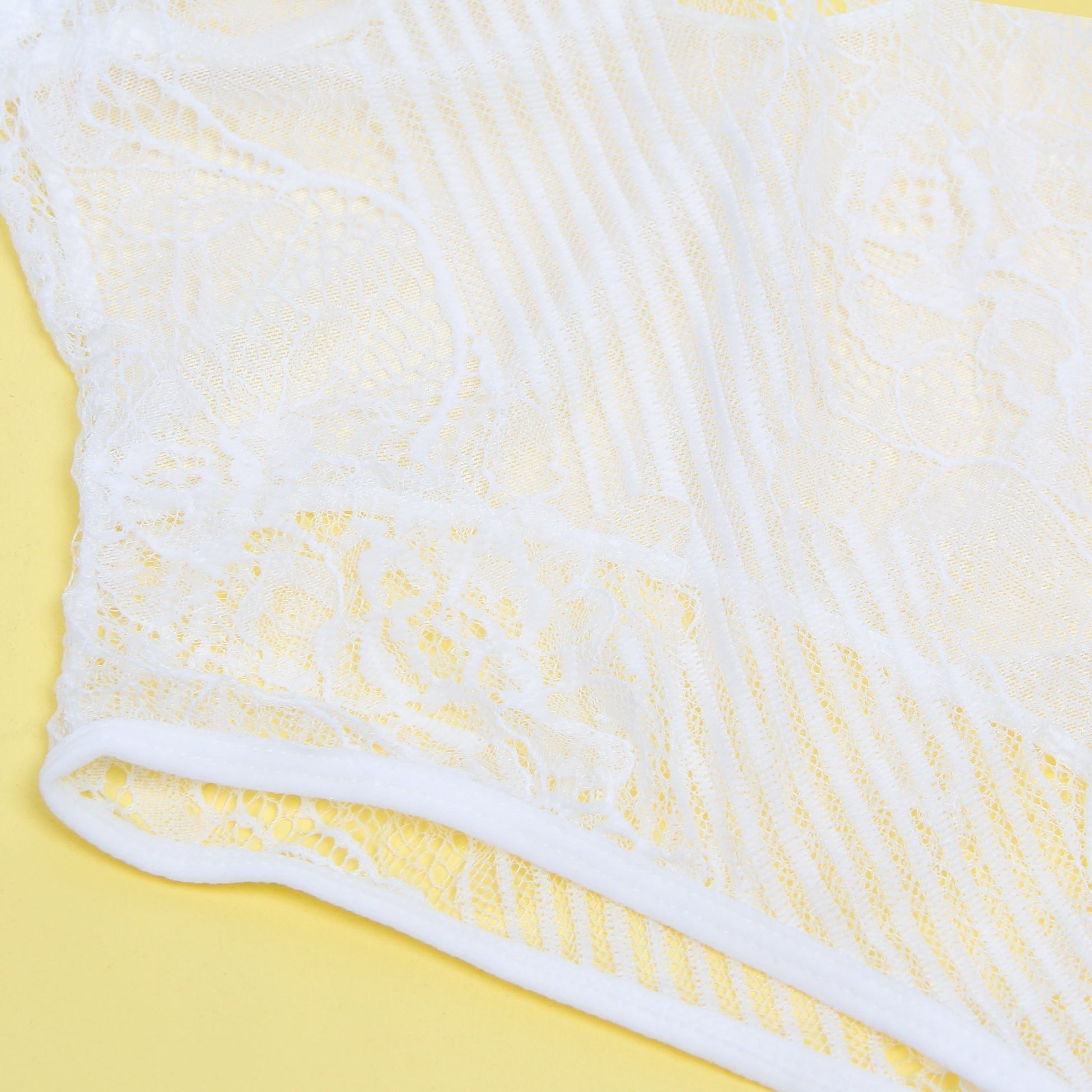 White Lace Mesh Bodysuit – Underwire, Hook - Eye Back & Hollow Detail - TeaseFashion