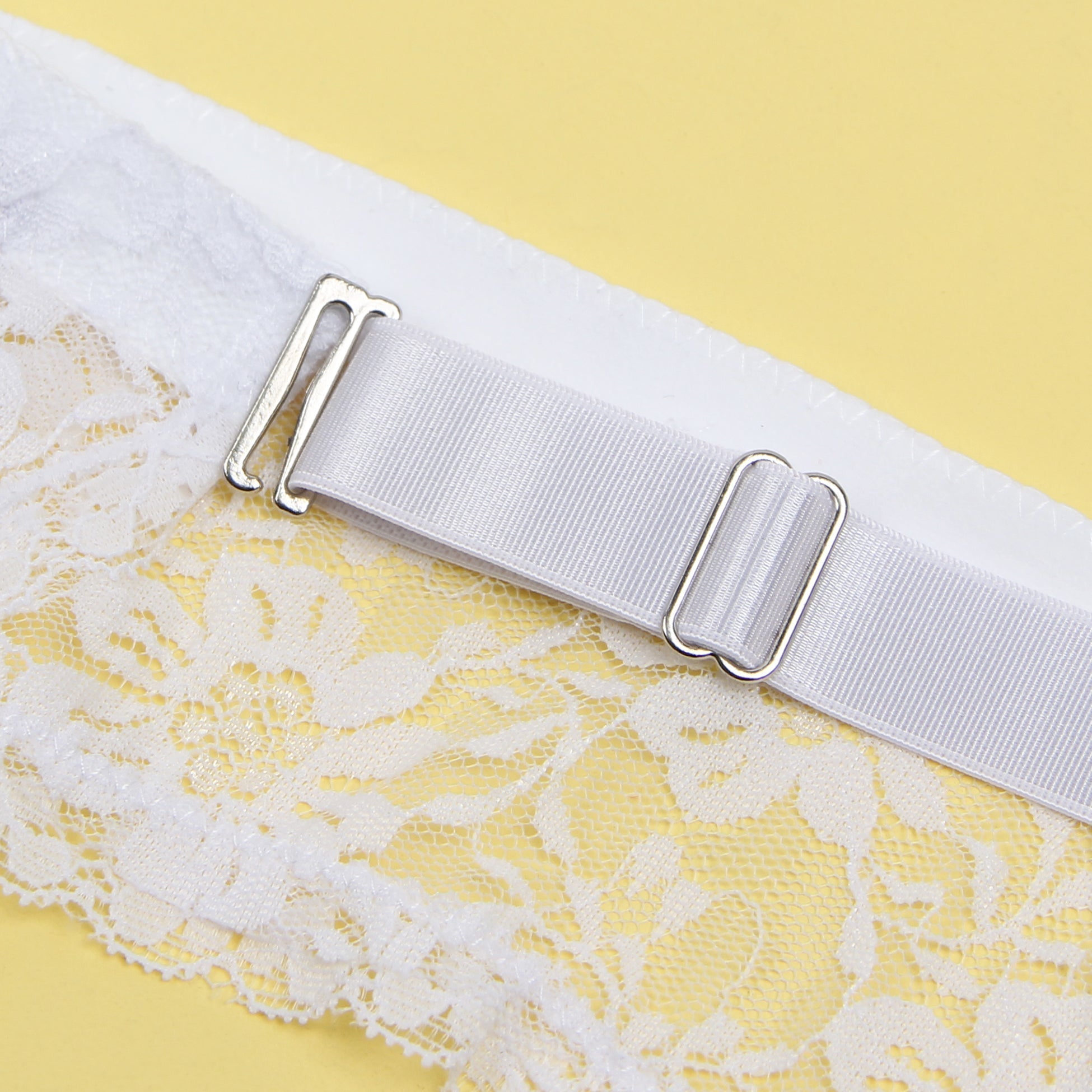 White Lace Mesh Garter Belt Set with 9 - Buckle Waist & Steel Fittings - TeaseFashion