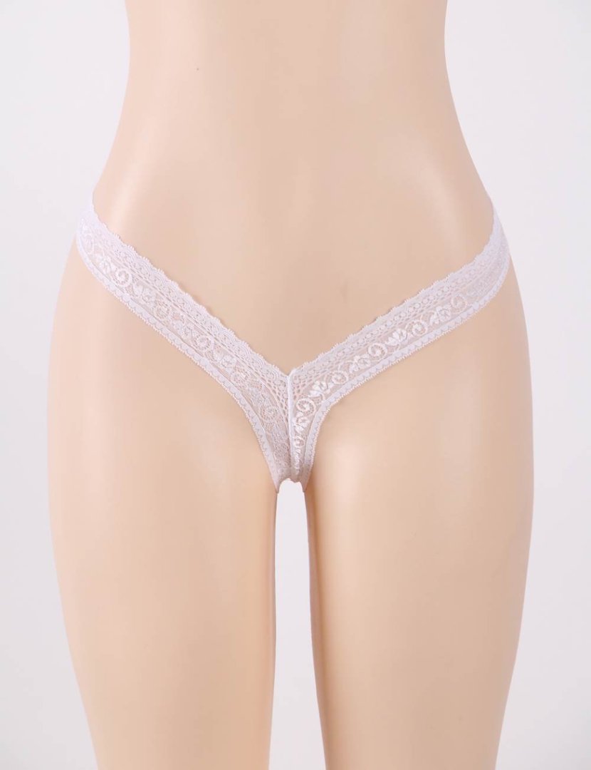 White Lace Mesh Panty – Delicate Lace Pattern & Cotton Gusset - TeaseFashion