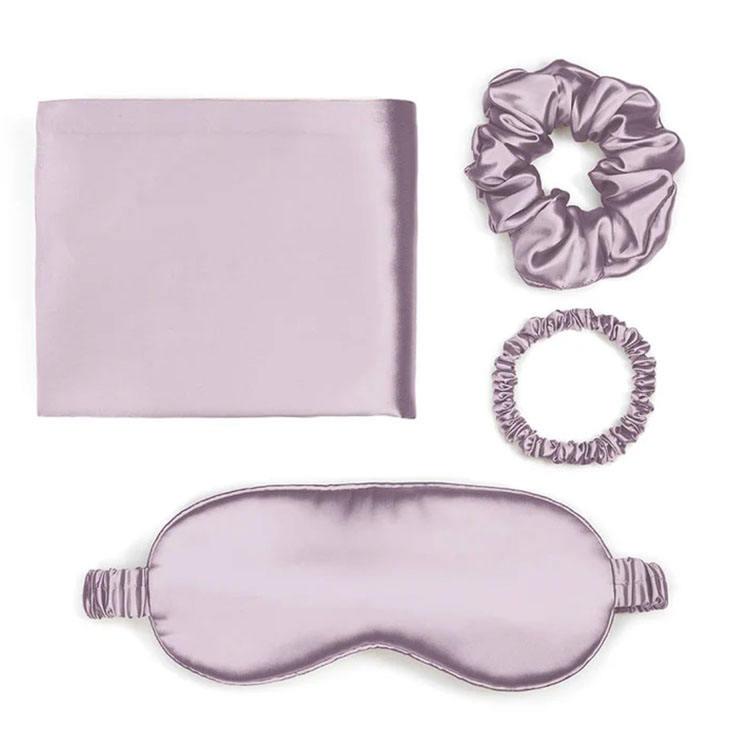 White Luxury 100% Mulberry Silk Pillow case Sleep, Eye Mask Blind and Scrunchies Gift Set - TeaseFashion