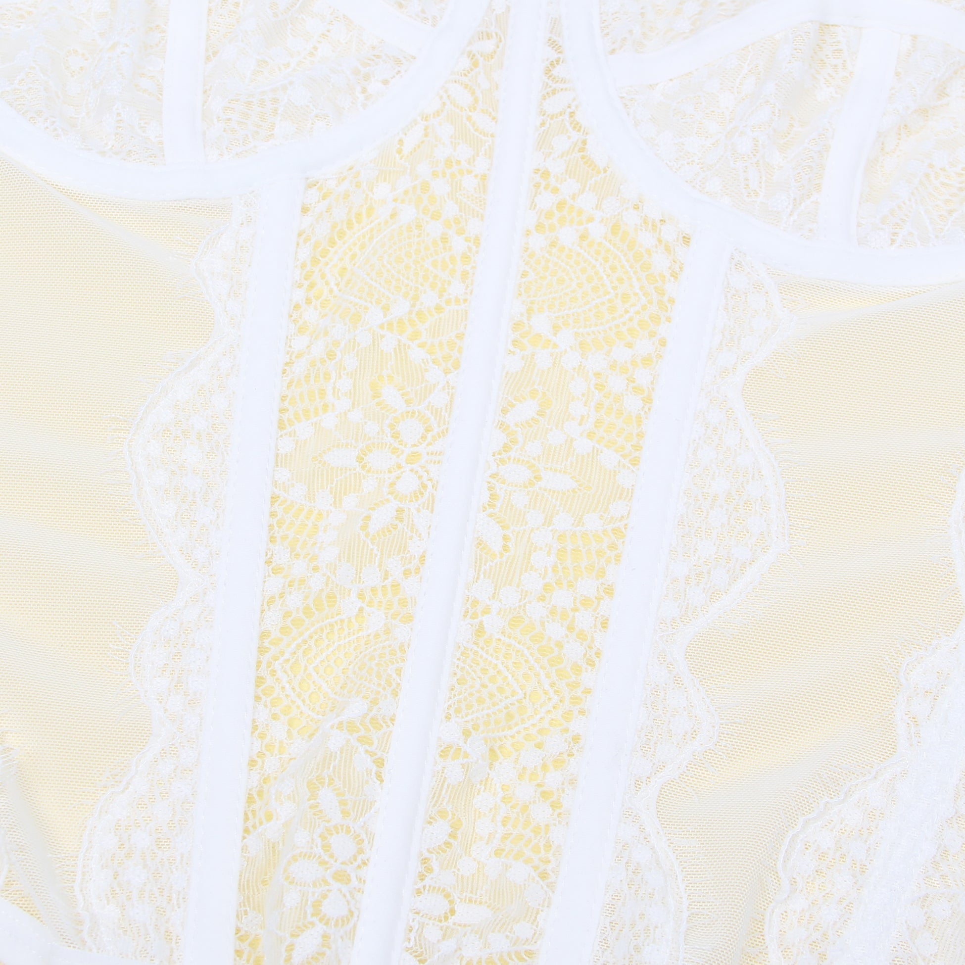 White Mesh & Lace Bra Top – Underwire, 9 Soft Bones & Hook Back - TeaseFashion