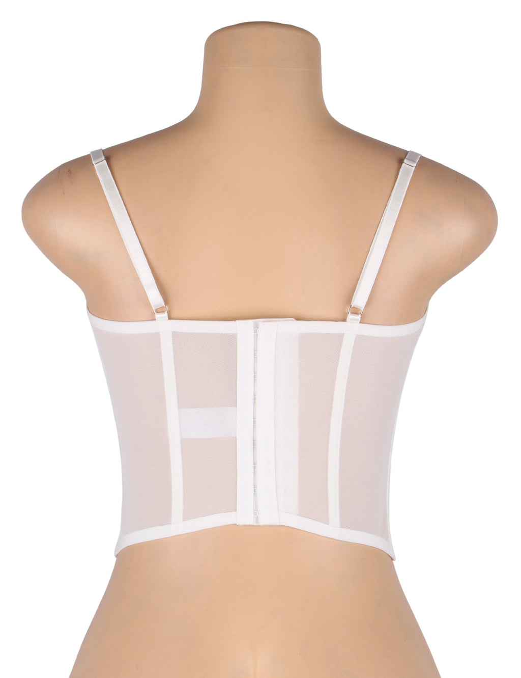 White Mesh & Lace Bra Top – Underwire, 9 Soft Bones & Hook Back - TeaseFashion