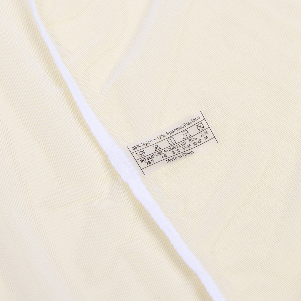 White Mesh & Mink Fur Trim Short Robe – Long Sleeves & Satin Belt - TeaseFashion