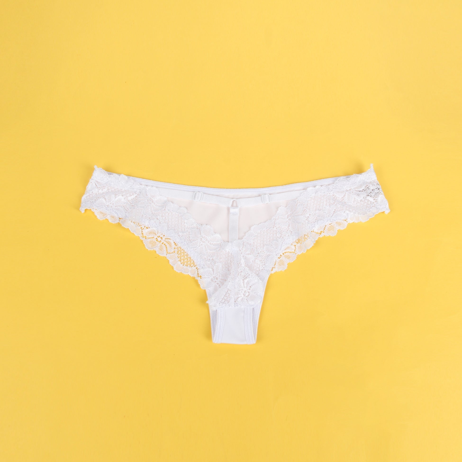 White Milk Silk Panty – Lace & Hollow - Out Back with Cotton Lining - TeaseFashion