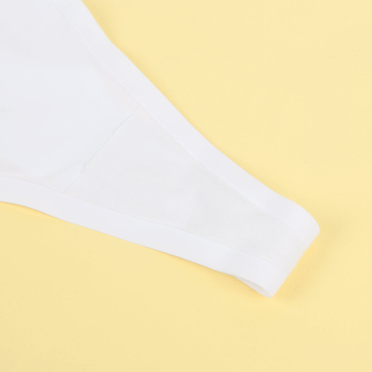 White Seamless Panty in Nylon Swim Fabric with Decorative Ring, Cotton Padding & Glued Hem - TeaseFashion