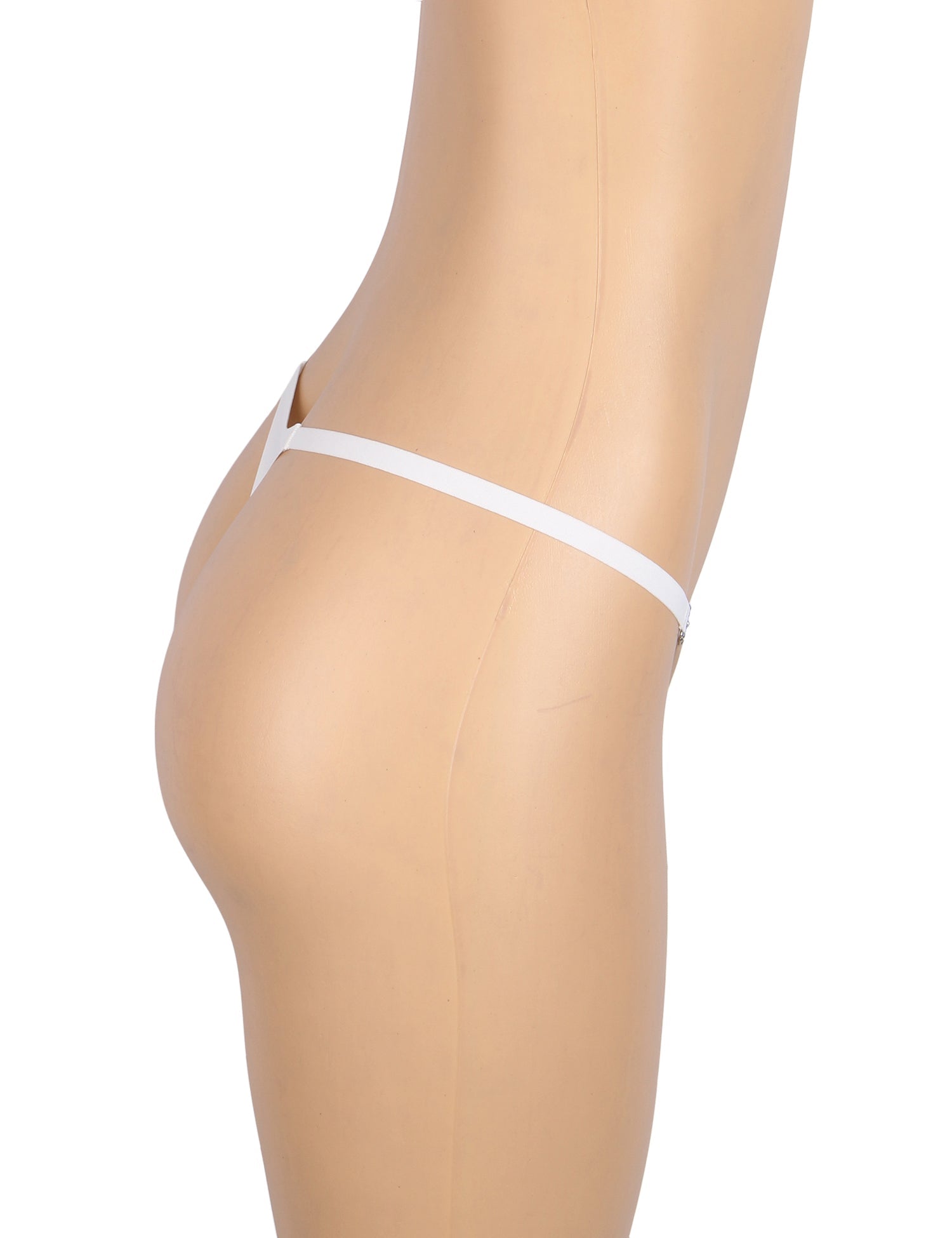 White Seamless Panty – Rhinestone Side Waist Detail, Swim Fabric & Trimmable Leg Opening - TeaseFashion