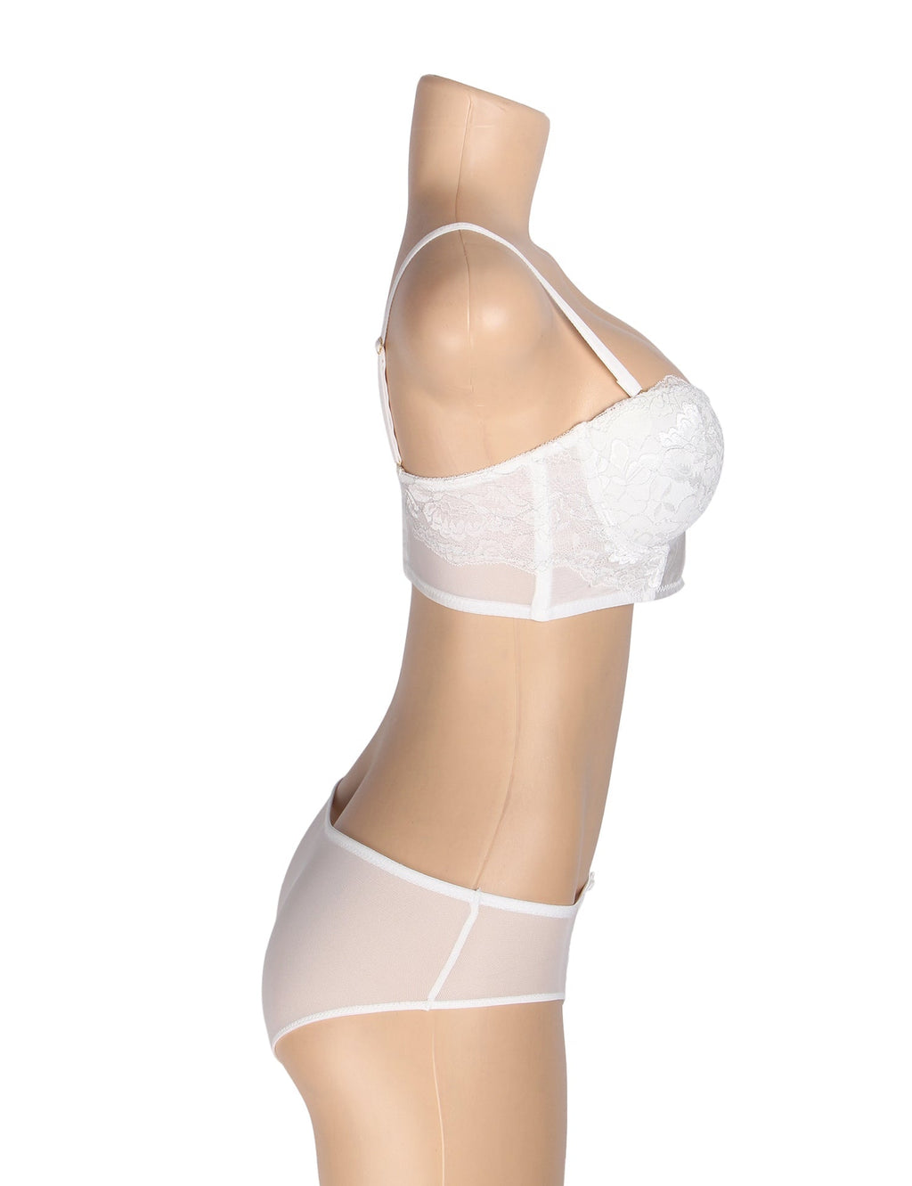 White Sexy Lace Silver String Pattern Bra Set - TeaseFashion