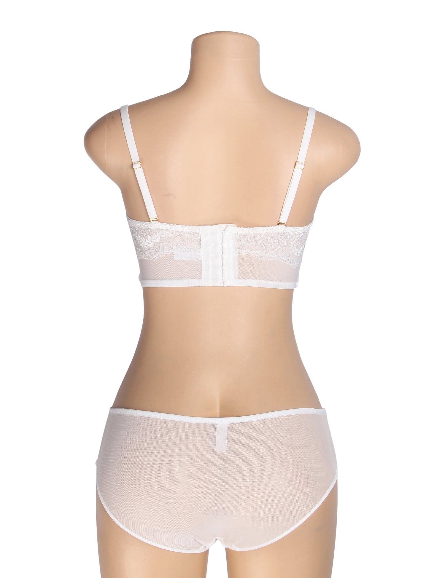 White Sexy Lace Silver String Pattern Bra Set - TeaseFashion