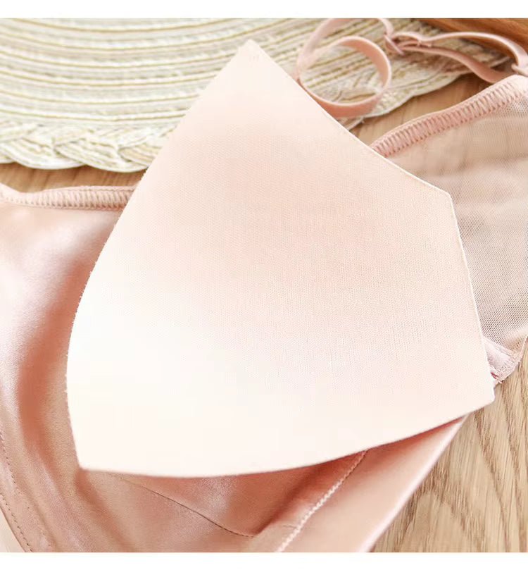 White Stretch Lingerie Steel Ring Comfortable Silk Underwear Bra - TeaseFashion