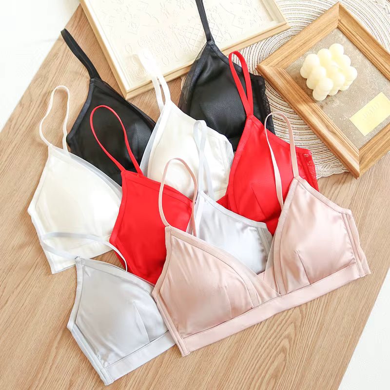 White Stretch Lingerie Steel Ring Comfortable Silk Underwear Bra - TeaseFashion