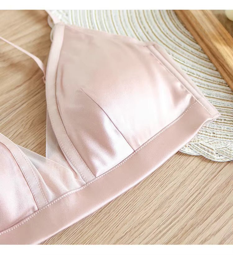 White Stretch Lingerie Steel Ring Comfortable Silk Underwear Bra - TeaseFashion