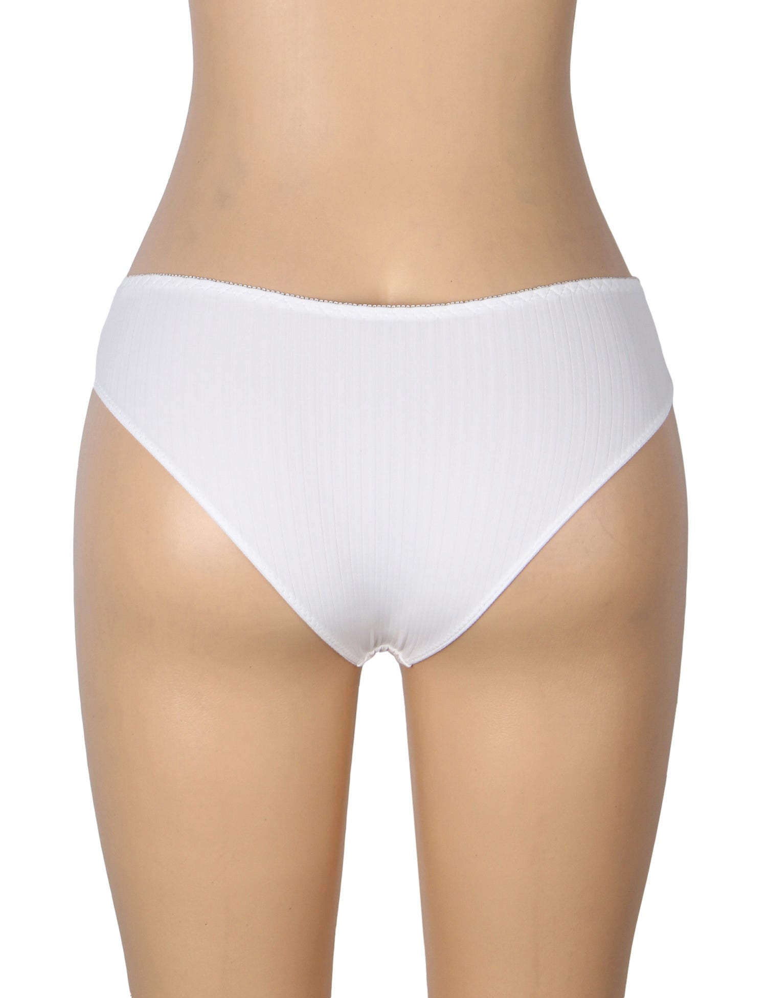 White Striped Brief with Lace Trim & Bow Detail - TeaseFashion