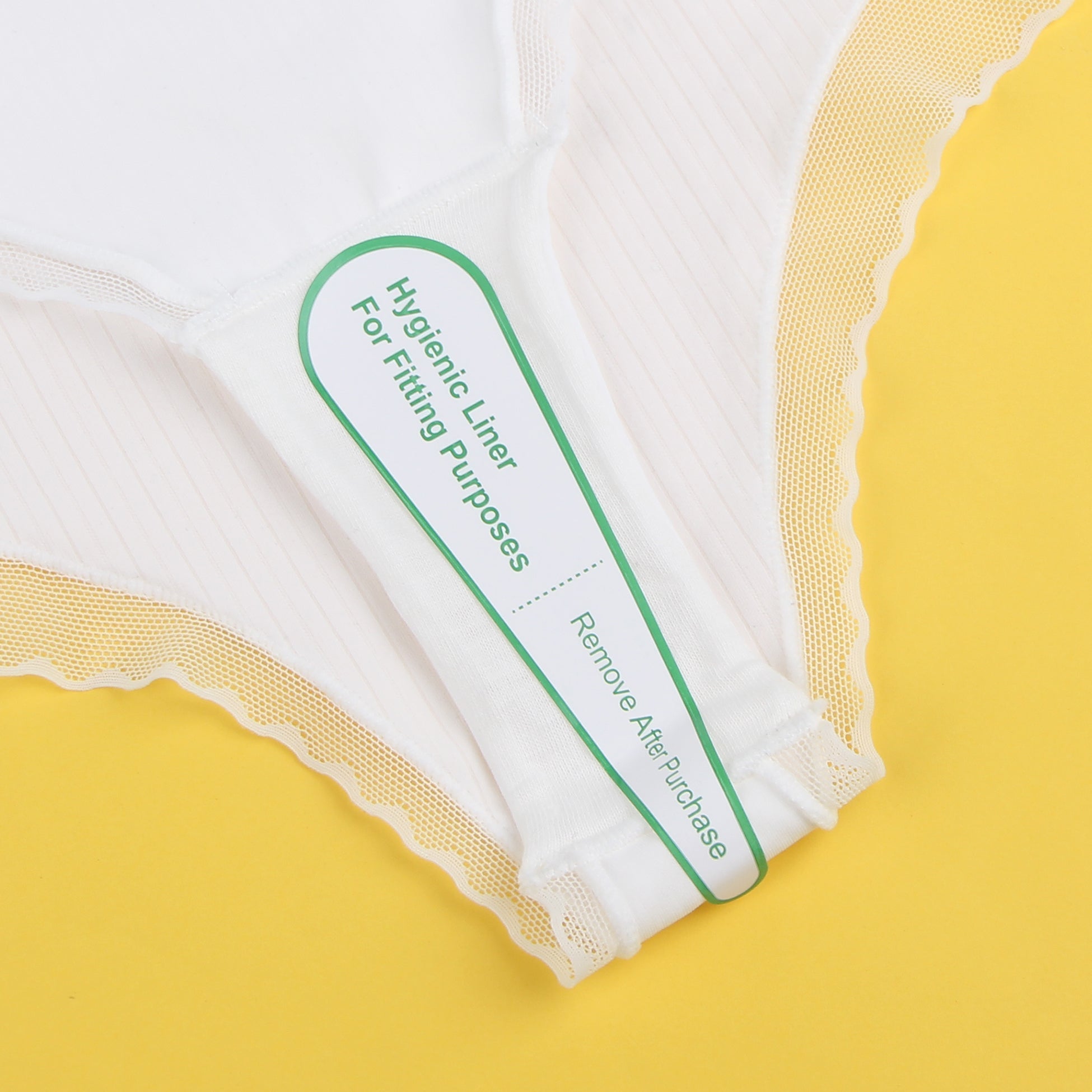 White Striped Brief with Mesh Front Panel & 3D Bow - TeaseFashion