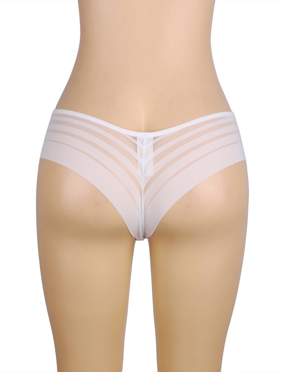 White Transparent Stripe Mesh Sexy Panties - TeaseFashion