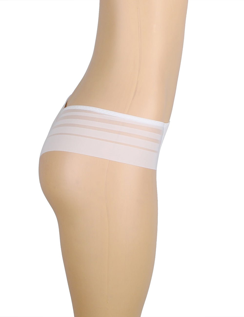 White Transparent Stripe Mesh Sexy Panties - TeaseFashion