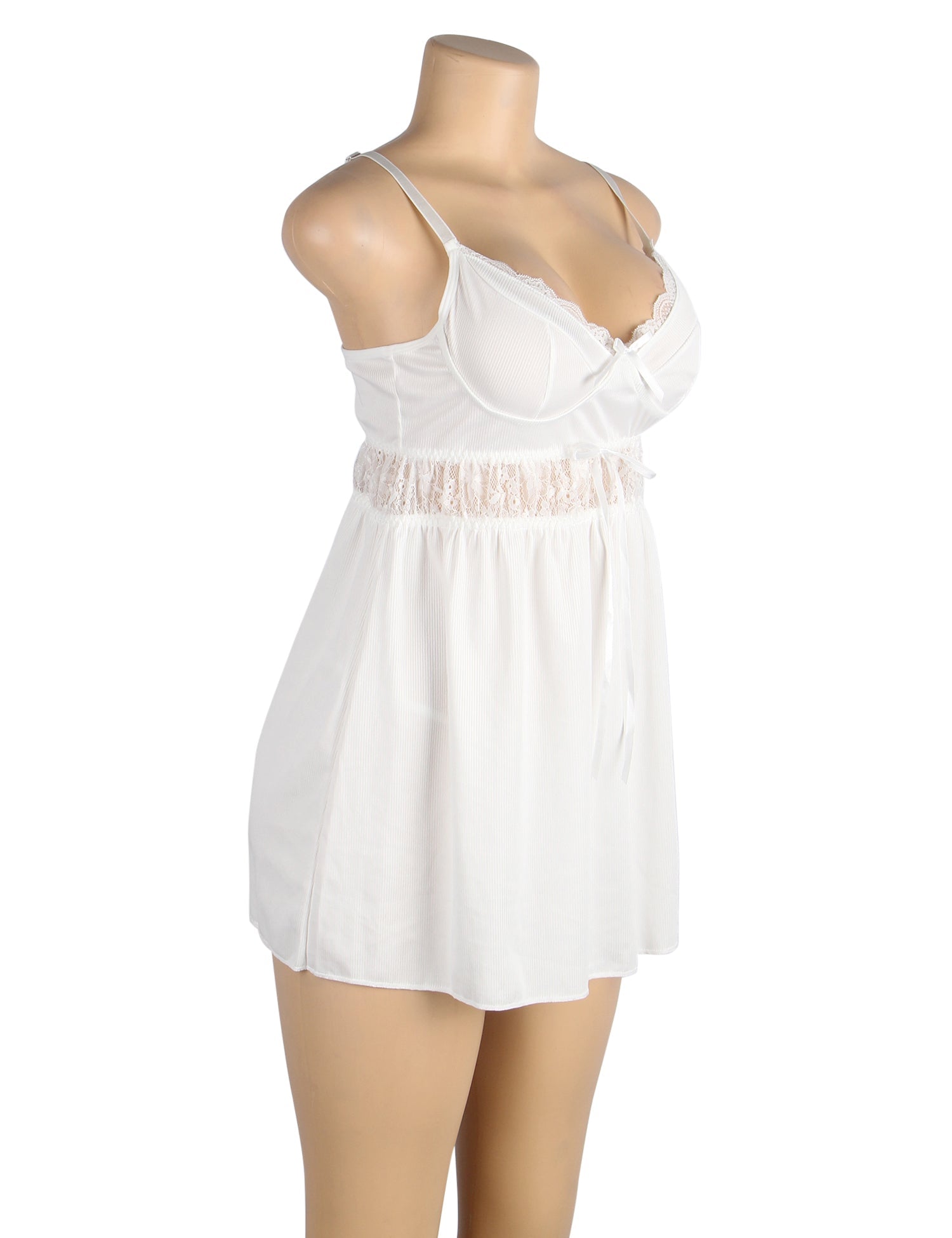 White V - neck sexy suspender Babydoll - TeaseFashion