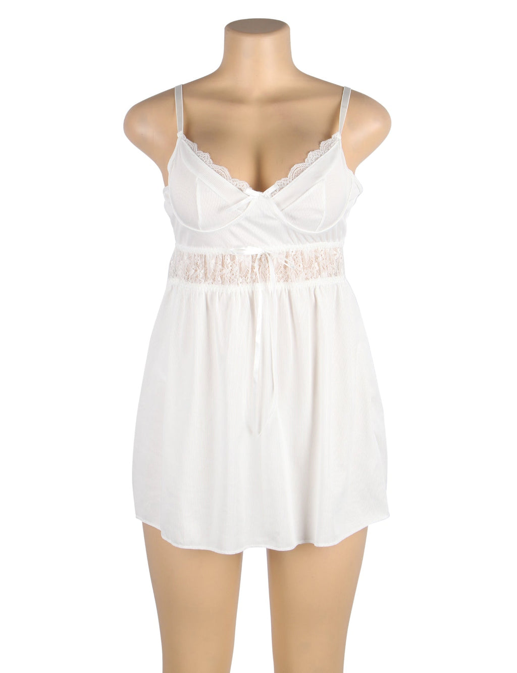 White V - neck sexy suspender Babydoll - TeaseFashion