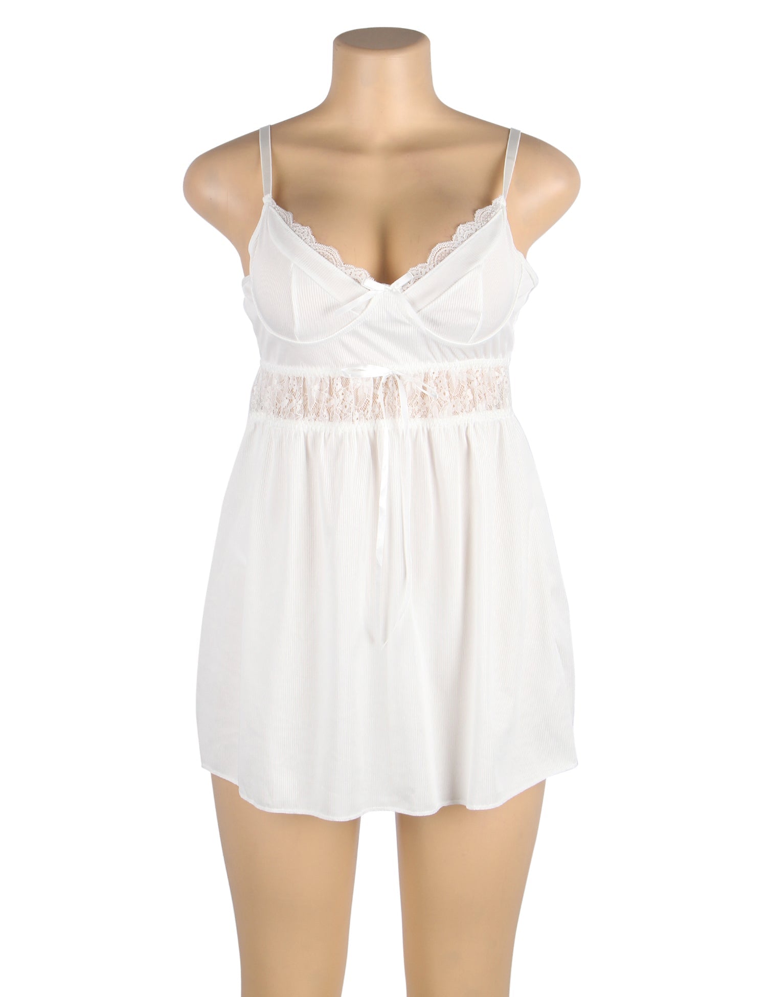 White V - neck sexy suspender Babydoll - TeaseFashion