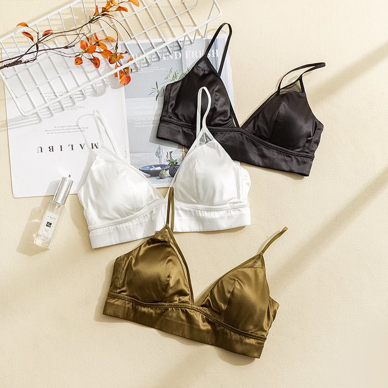 White Wire Free Silk Underwear Bra - TeaseFashion