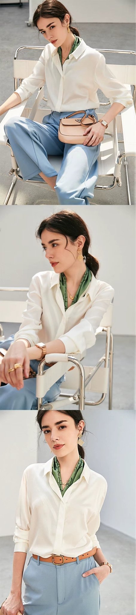 Wine Red Silk Lady Casual Shirt - TEASEFASHION