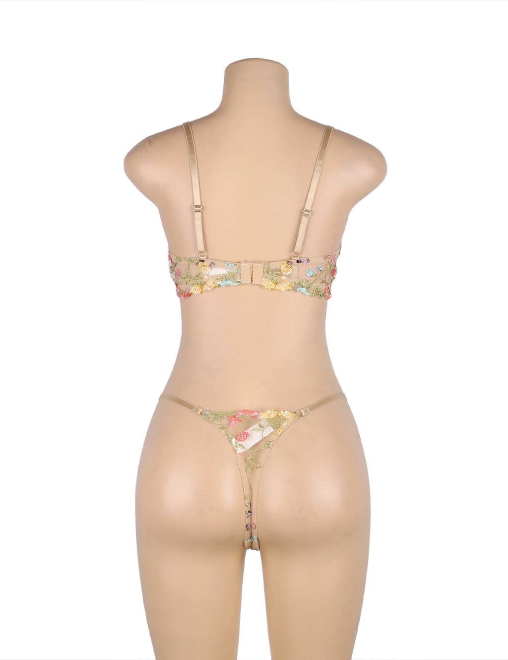Yellow 3D Embroidery Mesh Lingerie Set – Underwire & Adjustable - TeaseFashion
