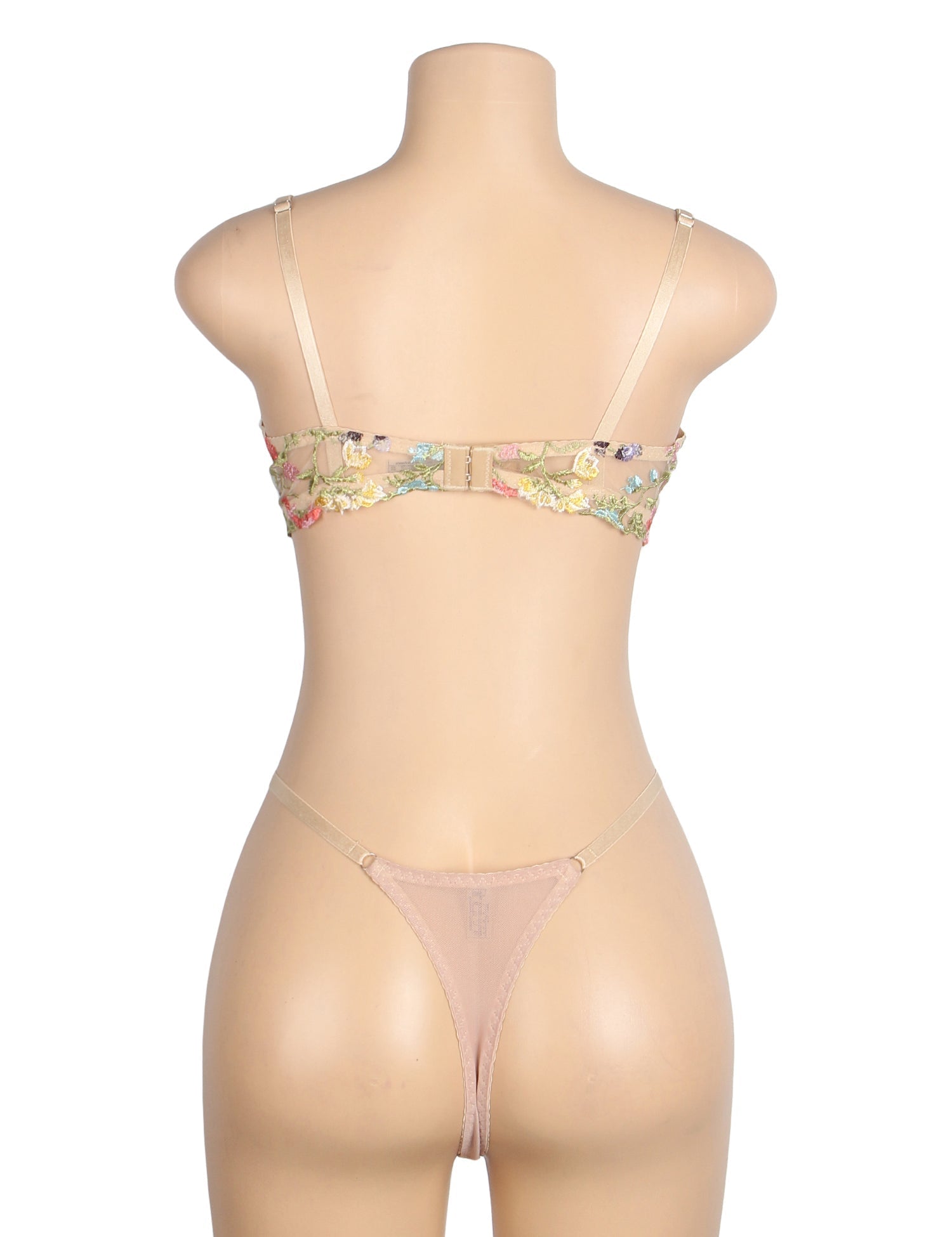 Yellow Mesh Floral Embroidery Bra Set – Underwire & Stretch Fit - TeaseFashion