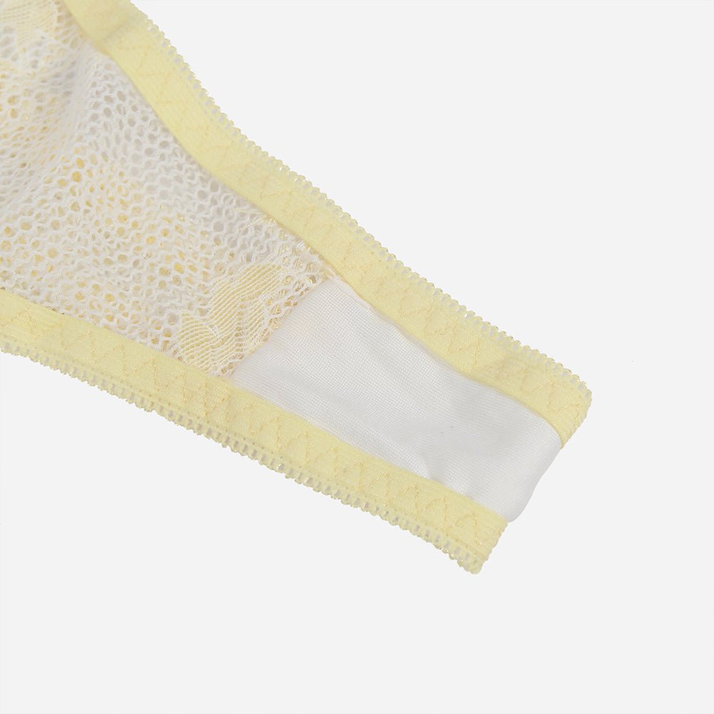 Yellow Two - Tone Lace Bra Set – Underwire & Wide Elastic Band - TeaseFashion